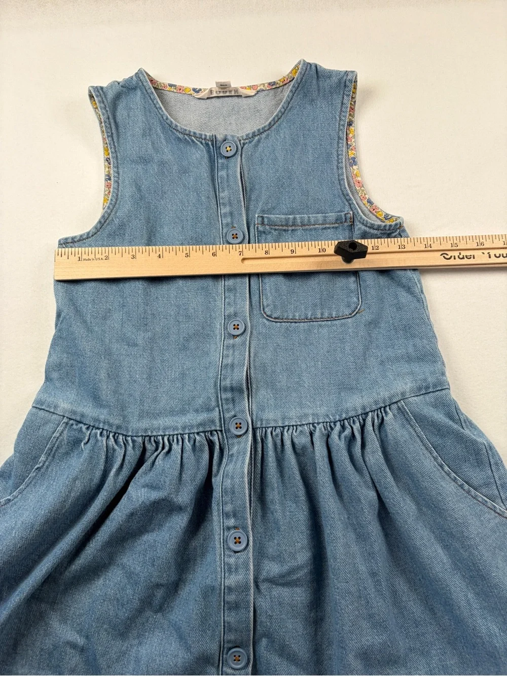 Mini Boden Denim Jumper Dress Girls 8-9Y Pocket